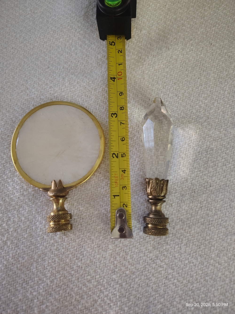 Brass and Crystal Finial Set - Gold Tone Decorativ Table Lamp Accessories